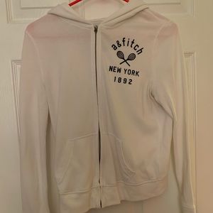 Abercrombie and Fitch white zip-up sweater